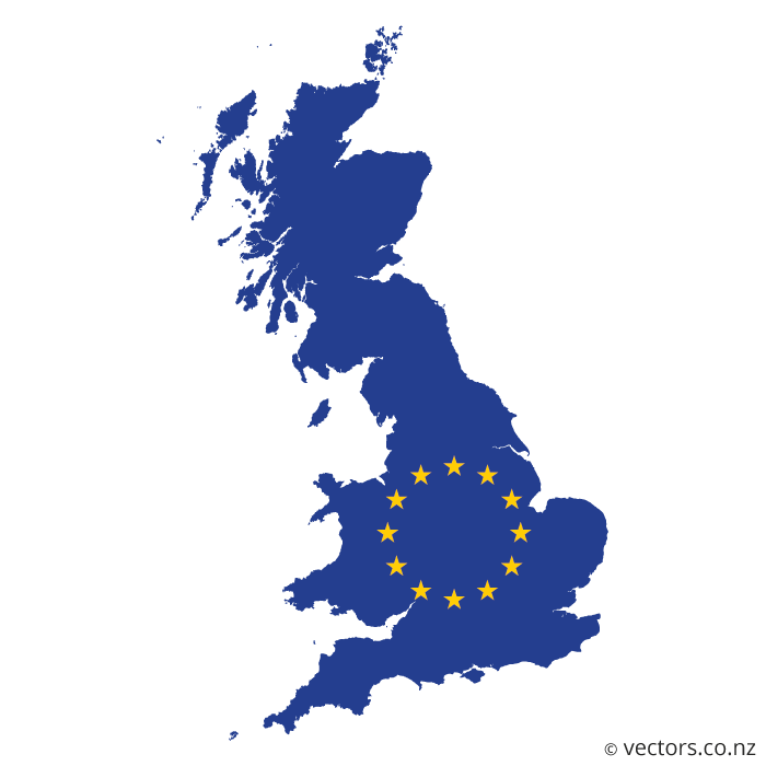 EU Flag Vector Map of Great Britain - Vectors