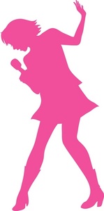 Singer Clipart Image - A pink cartoon silhouette of a girl singing ...