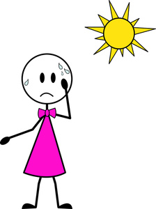 Heat Cartoon Clipart Image - Little Girl Stick Figure in a Pink ...