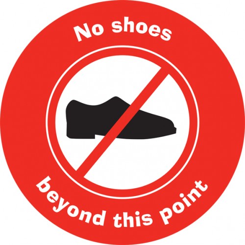 No shoes beyond this point circular sign | School Signs, Nursery ...
