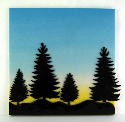 Pine Trees Sunset Silhouette Polymer Clay OOAK | KaelMijoy ...
