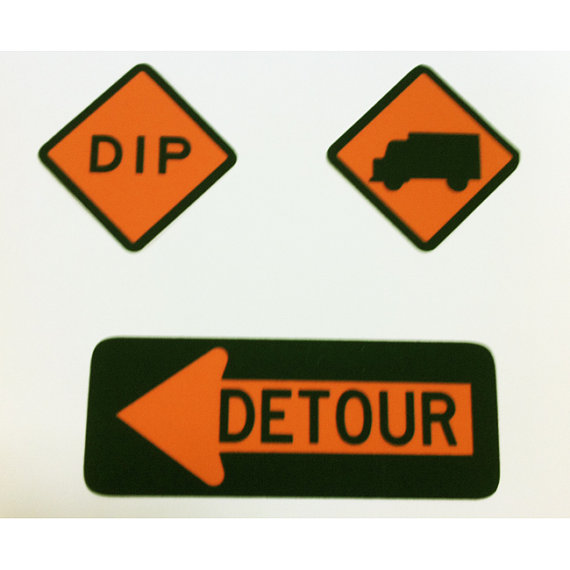 Traffic Signs Detour Dip Truck Signs Children Peel by sookiedog
