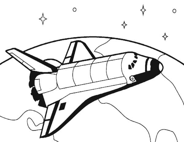 Spaceship Flying from Earth Coloring Page: Spaceship Flying from ...