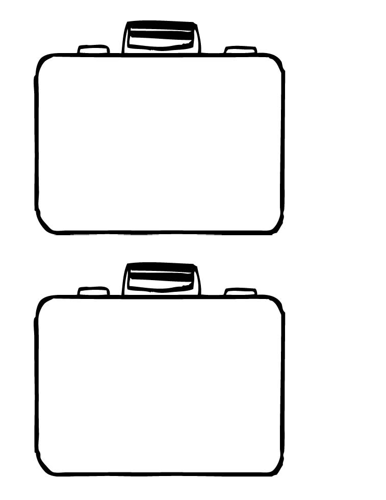 Open suitcase clipart black and white