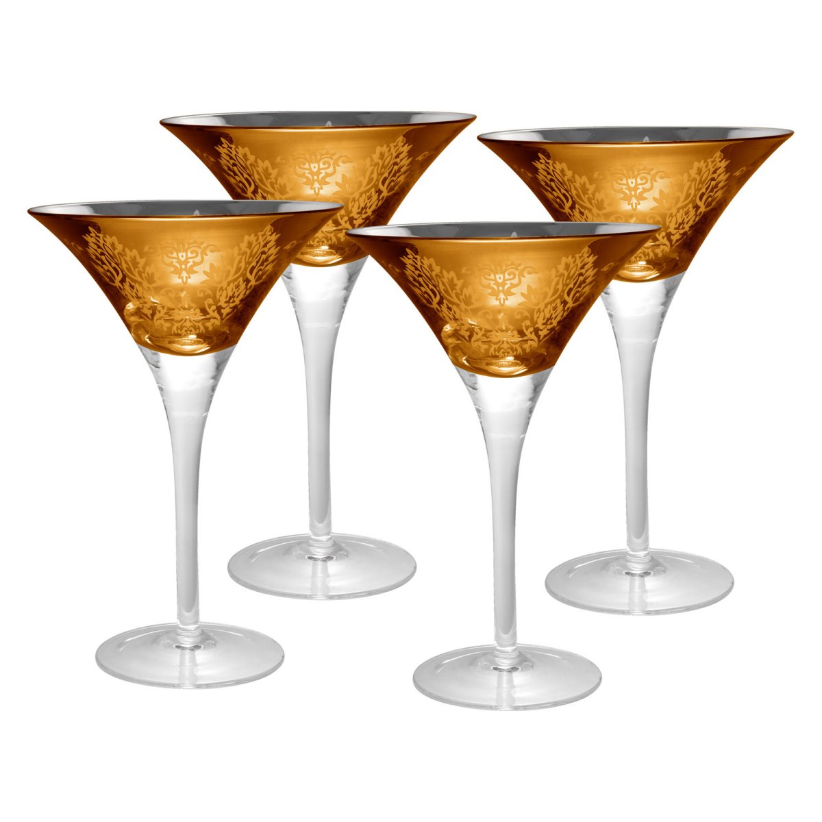 Artland Inc. Gold Brocade Martini Glasses - Set of 4 - Stemware at ...