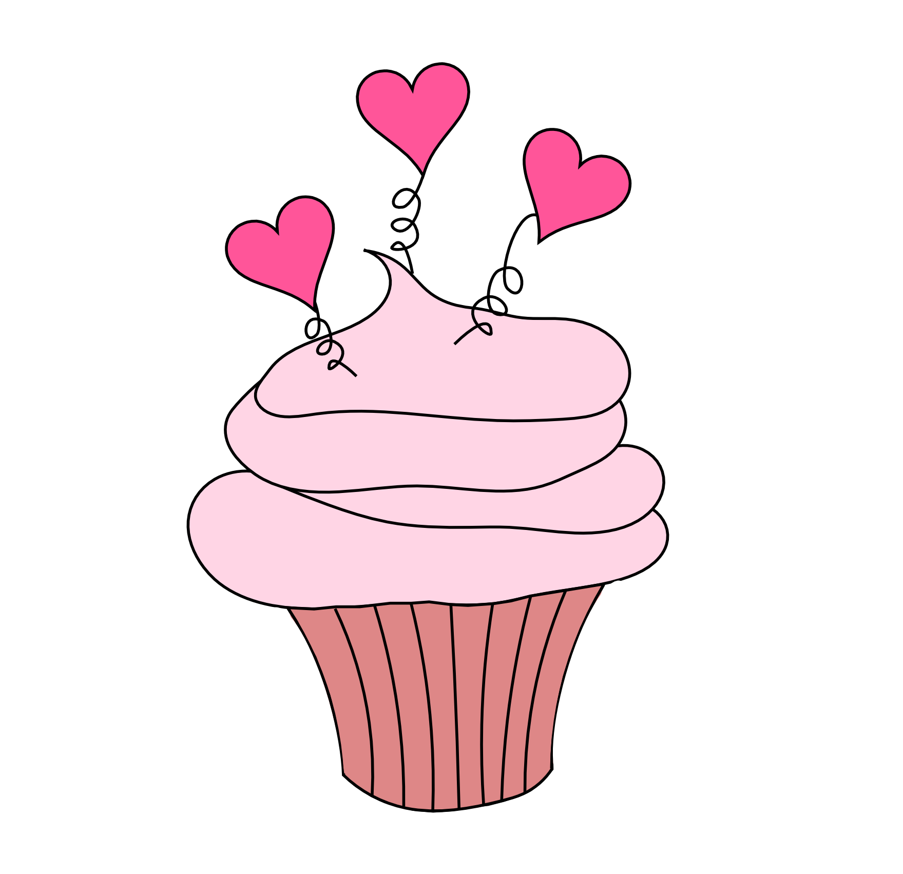 Free Valentine's Day Digital Stamp - Cupcake with Hearts Free ...