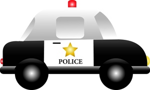 Police Car Clipart Image - Cartoon black and white police vehicle ...