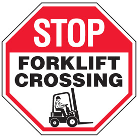 Forklift Safety Signs - Stop Forklift Crossing With Forklift ...