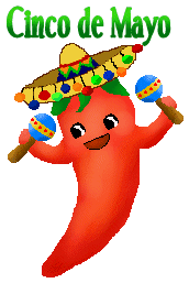 Cinco de Mayo clip art of titles of red chili peppers and maraca ...