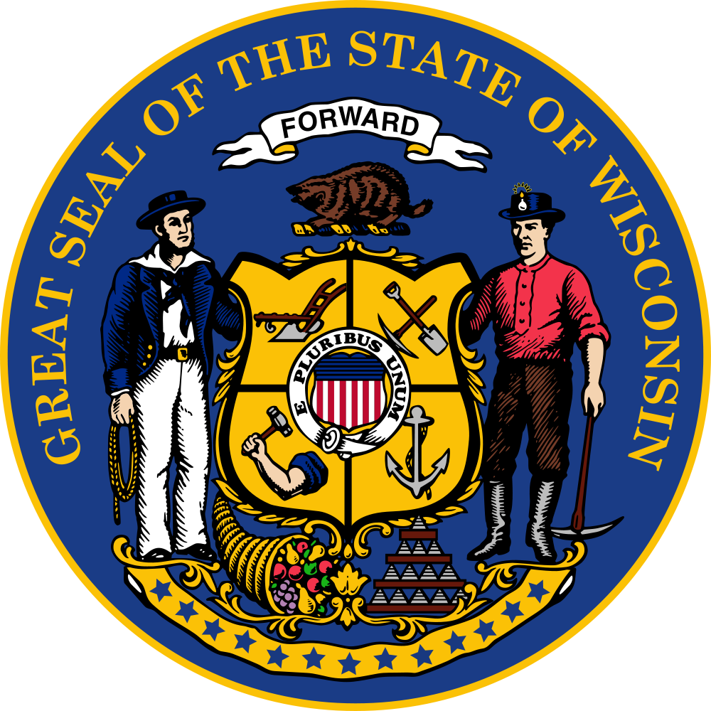 Wisconsin: Flags - Emblems - Symbols - Outline Maps