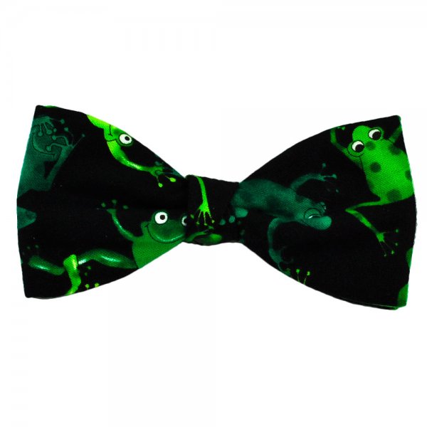 Green Cartoon Frogs on Black Novelty Bow Tie - from Ties Planet UK