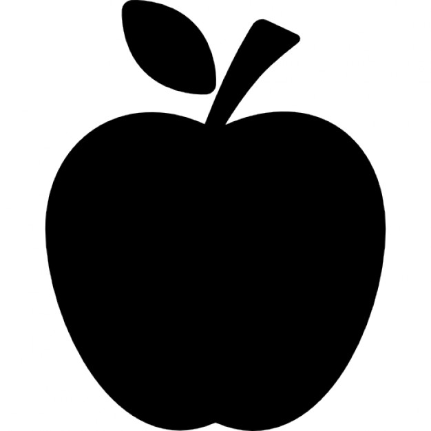 Apple black silhouette with a leaf Icons | Free Download
