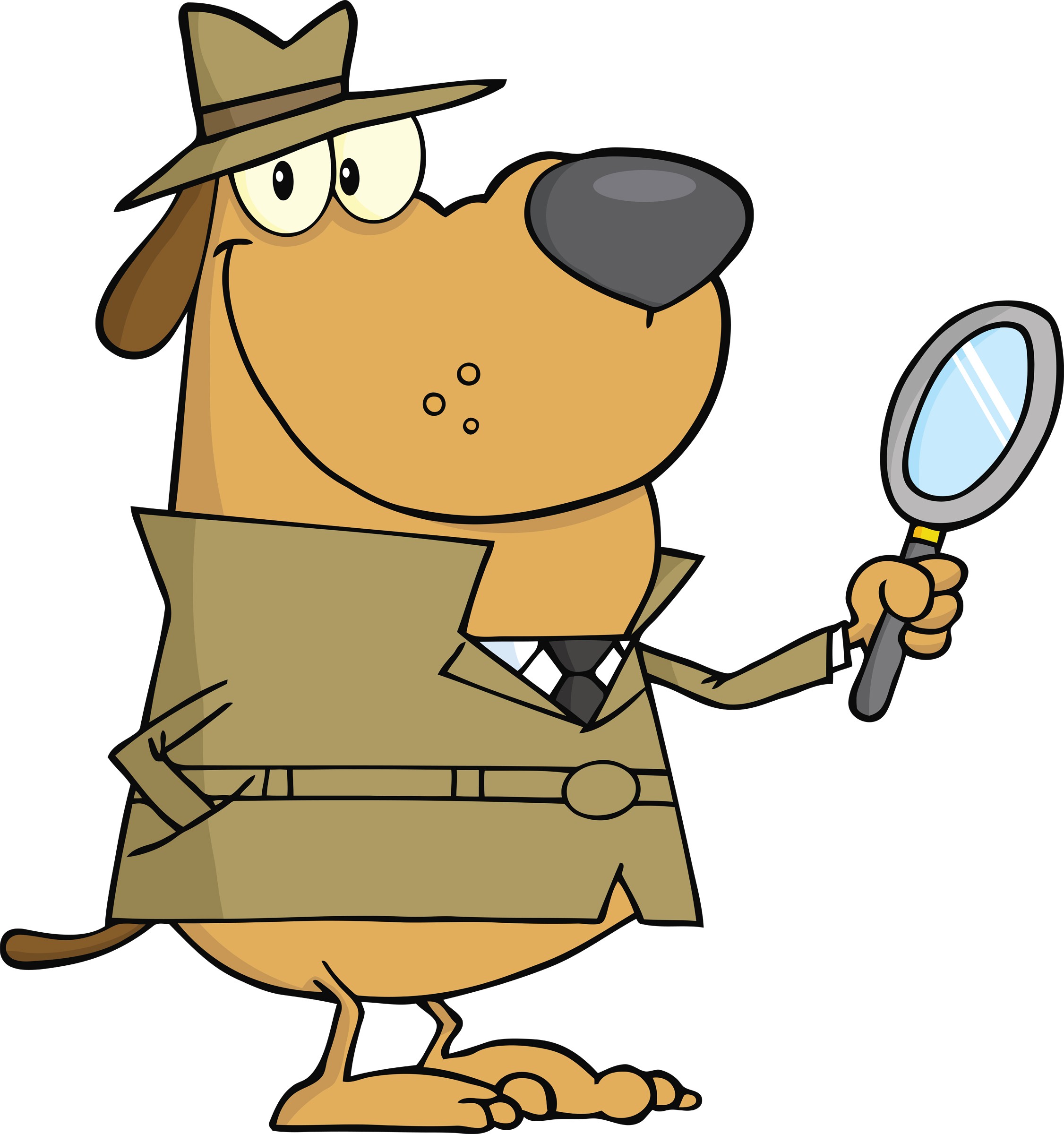 Detective with magnifying glass clipart