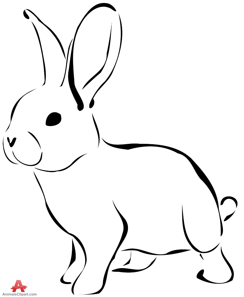 Rabbit Clipart Outline in Black and White | Free Clipart Design ...
