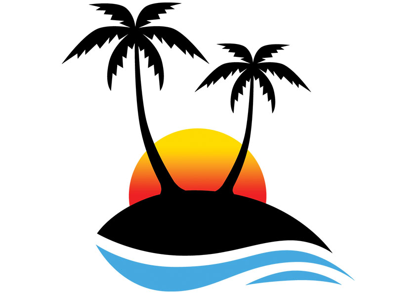 Free tropical beach palm tree logo clipart