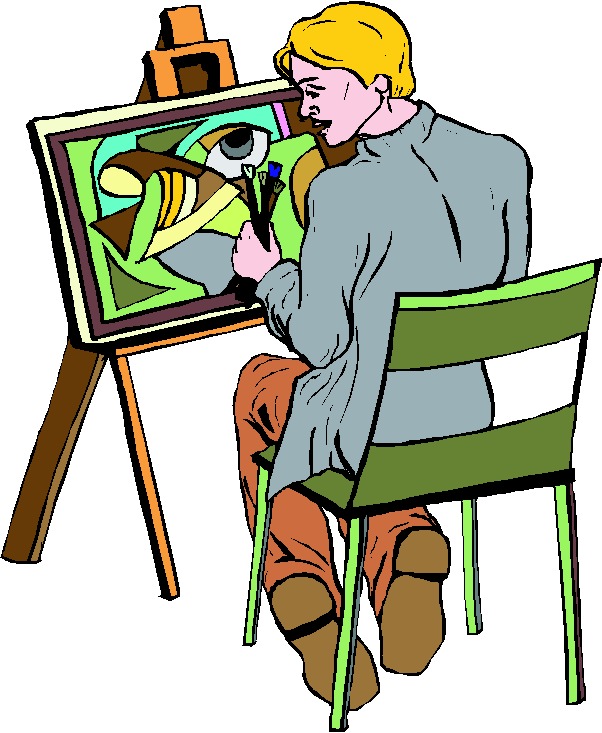 Artist picture of a painter clipart image #23403