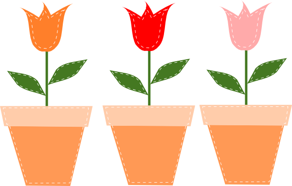 Tulips In Pots Clip Art - vector clip art online ...