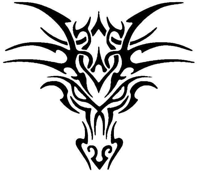 Dragon head clipart black and white