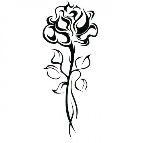 Tribal black rose tattoo