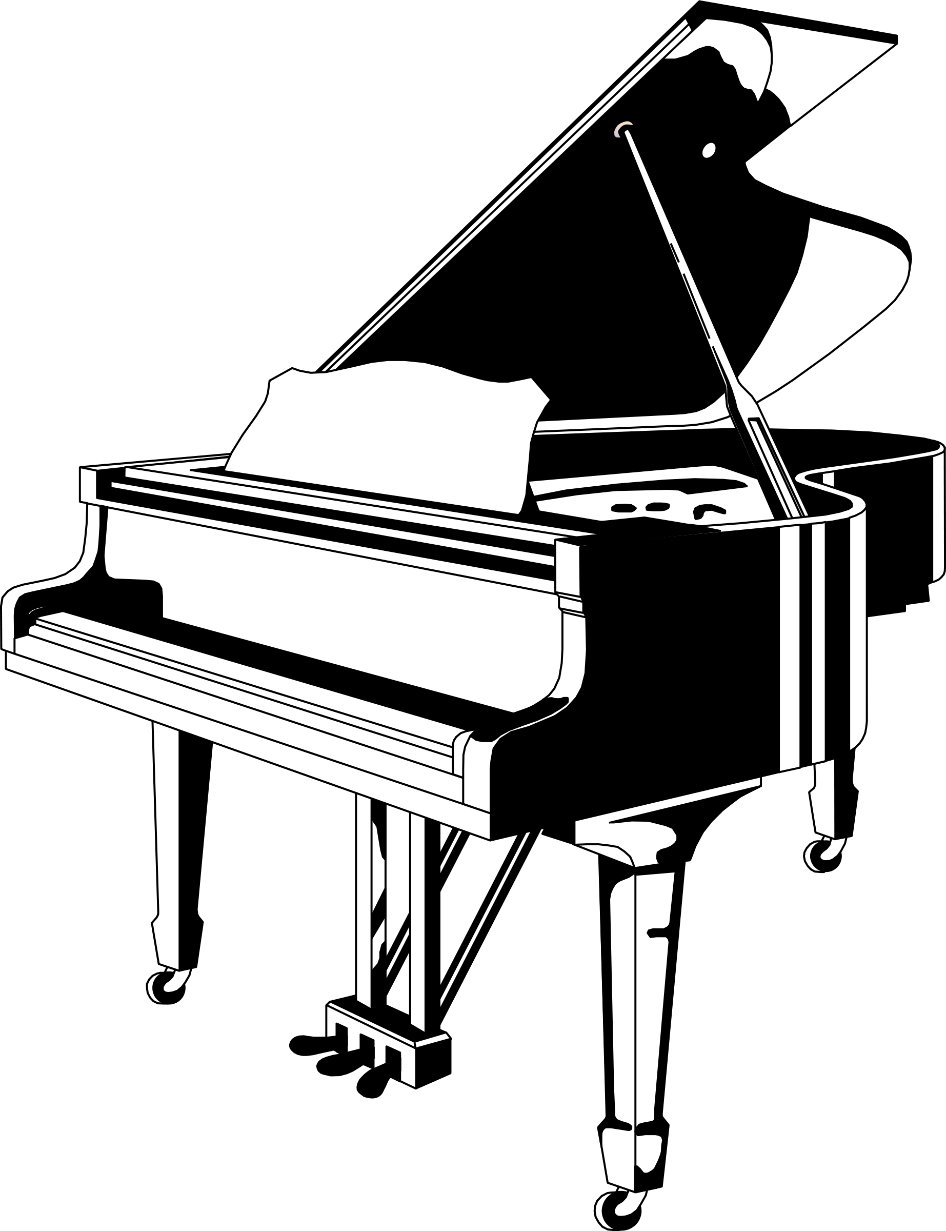 Woman grand piano notes cartoon piano clip art free vector 2 ...