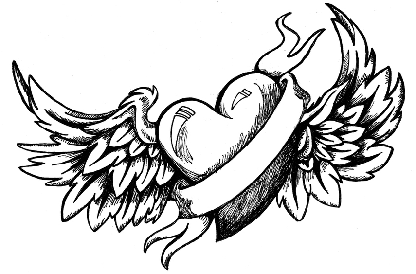 Cool Drawings Of A Heart With Wings Clipart - Free to use Clip Art ...