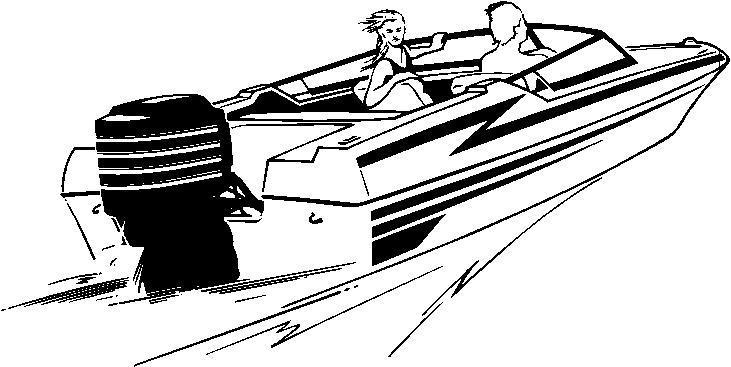 Speed boat clipart black and white