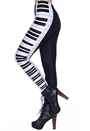 Ensasa Women'S Fashion Digital Print Piano Keyboard Black White ...
