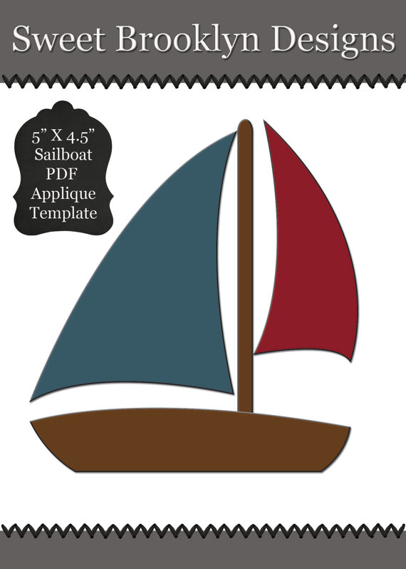 Sailboat Applique Pattern PDF Template by StitchedPrinting on Etsy