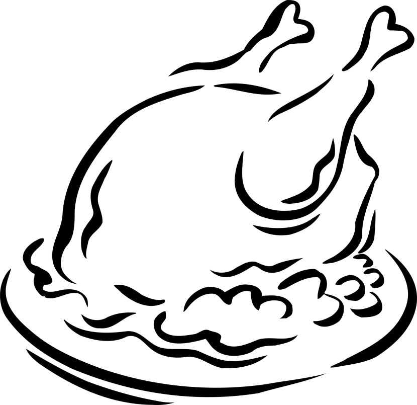 Cooked turkey clipart black and white - ClipartFox