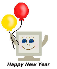 New Year's clip art including computer people and balloons plus ...