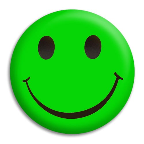 Smiley Green Button Badge