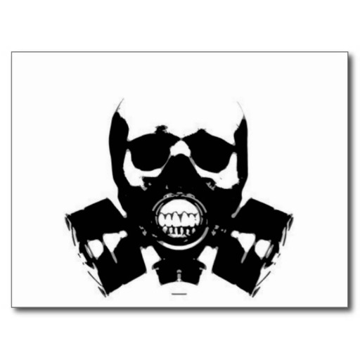 skull-gas-mask-bones post cards from Zazzle.