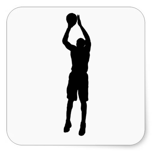 Basketball Shooter Silhouette Square Sticker from Zazzle.