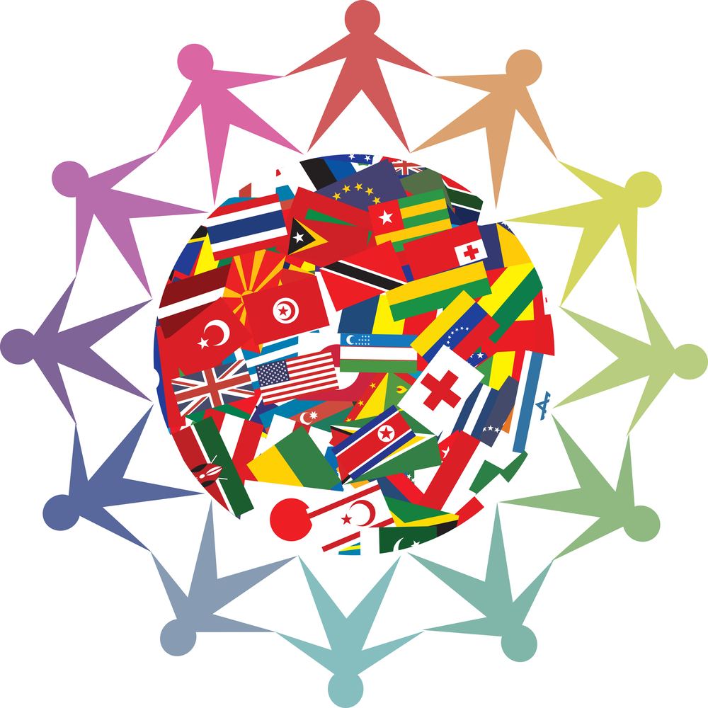 People all around the world holding hands clipart