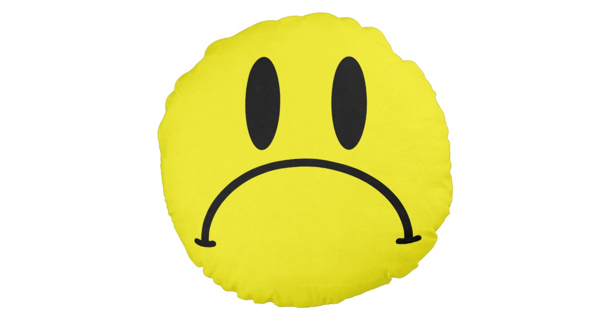 Smiley Face and Sad Face Yellow Round Pillow | Zazzle