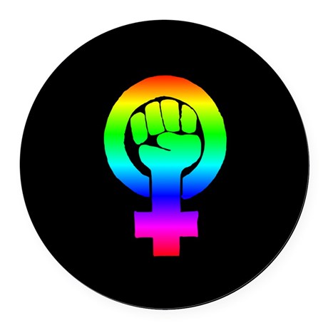 Rainbow feminist symbol Round Car Magnet by PurplePlanet