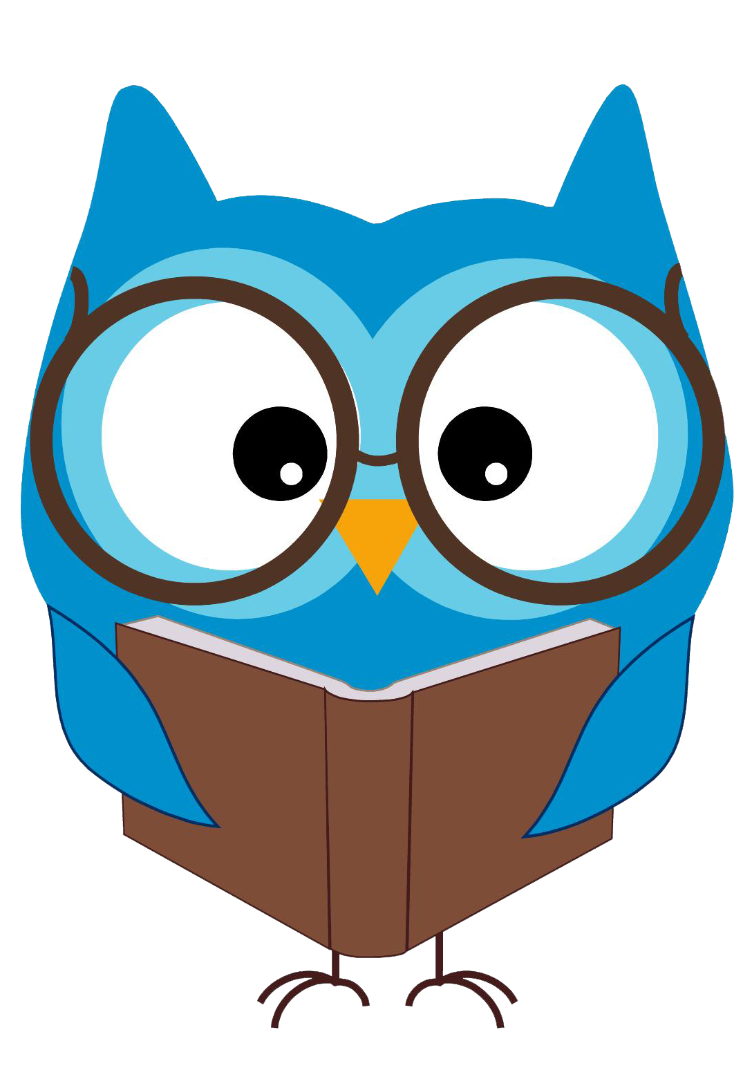 Blue Owl Reading Clipart - The Cliparts