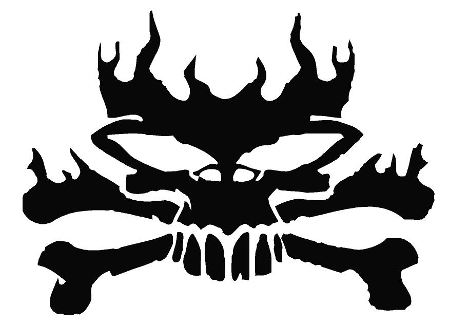 Flaming w/Bones Skull Decal [dec-skull_flamebones] - $6.00 Decal ...