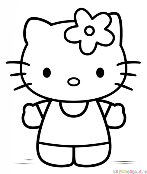 Line Drawing Kitty : Line drawing of hello kitty clipart best