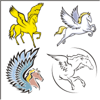 Mythical Creatures Clipart: Dragons, Griffins, Unicorns - Vector ...
