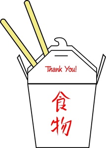 Chinese Take Out Clipart Image: Chopsticks in a carton of chinese food