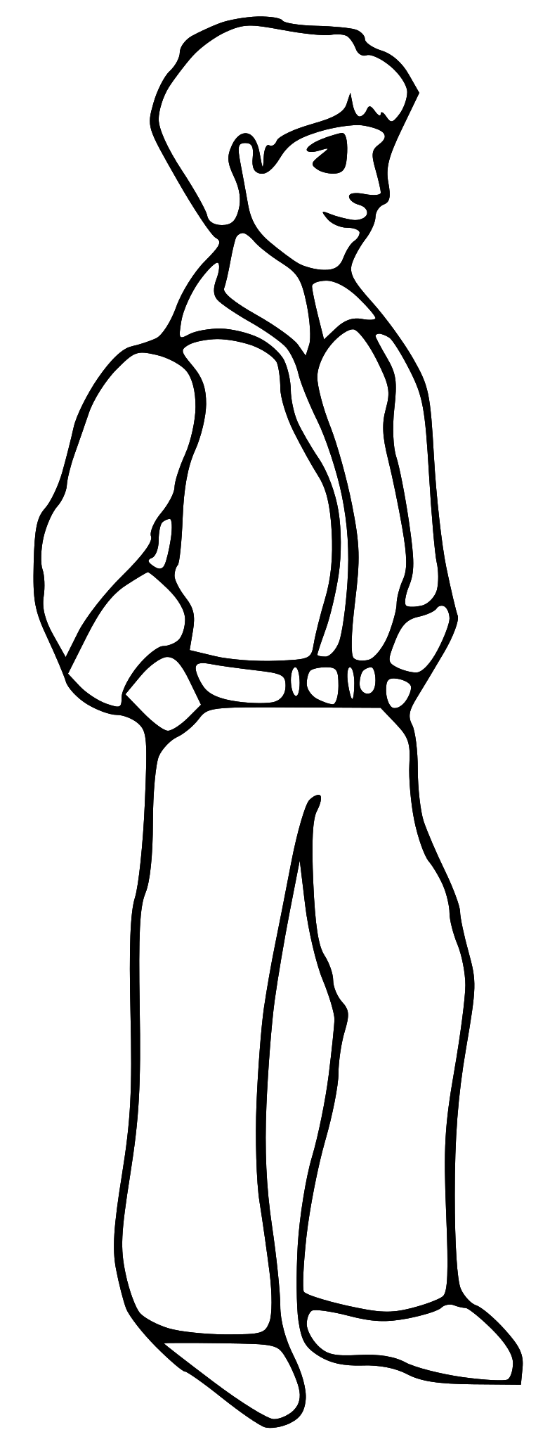 Boy standing clipart black and white