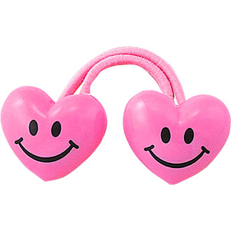 Pink Heart Shape Smiley Pony Tail Holder