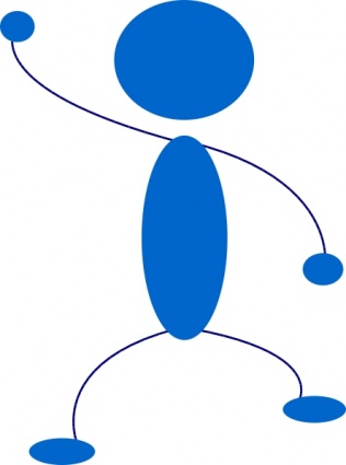 Waving Blue Stick Man clip art vector, free vector images