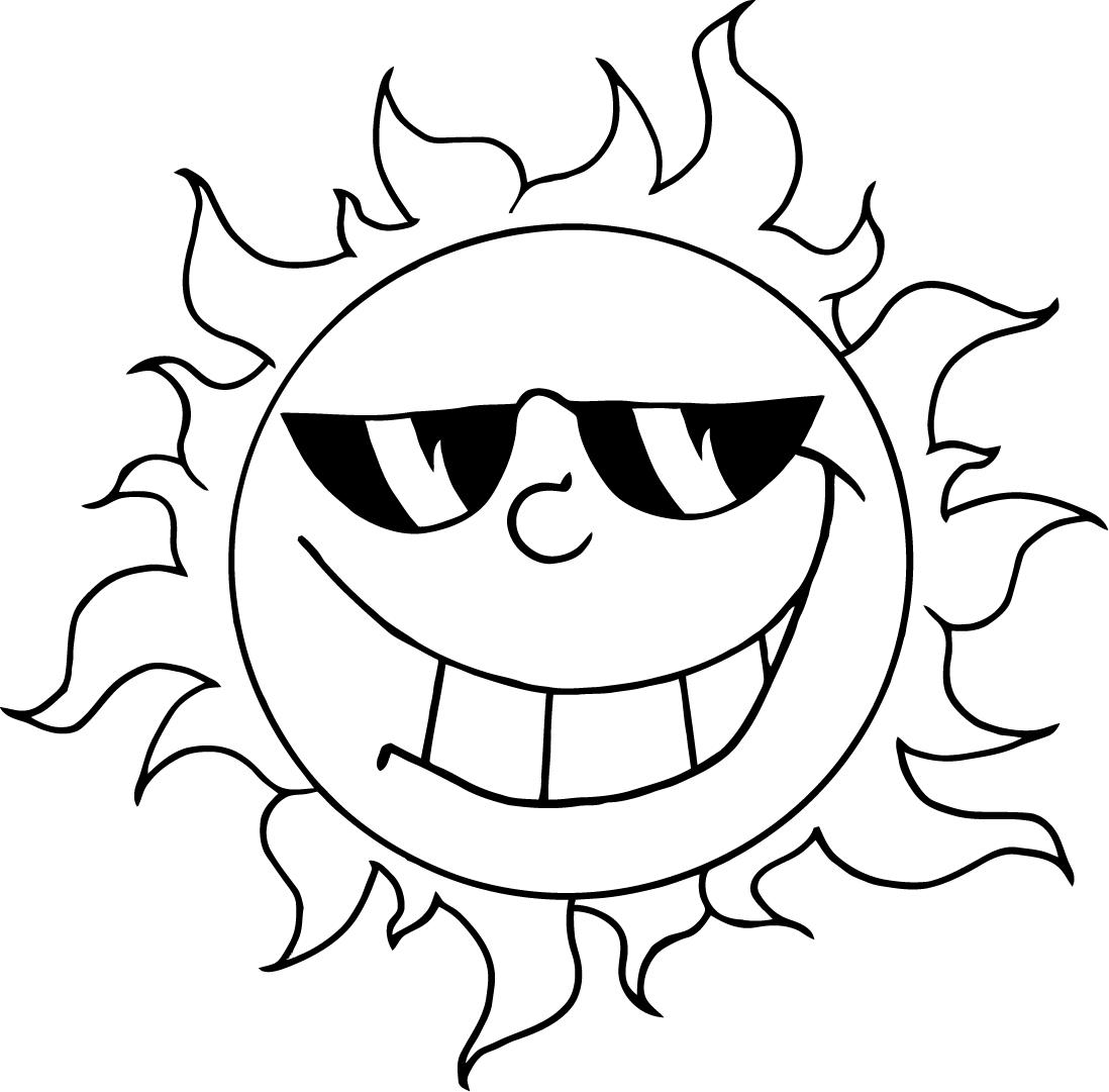 smiley sun with sunglasses printable for preschoolers - Coloring ...