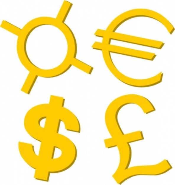 Gold Currency Symbols clip art | Download free Vector