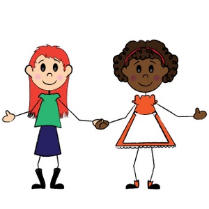 Friends Clipart Image - African American Girl and Red Haired Girl ...