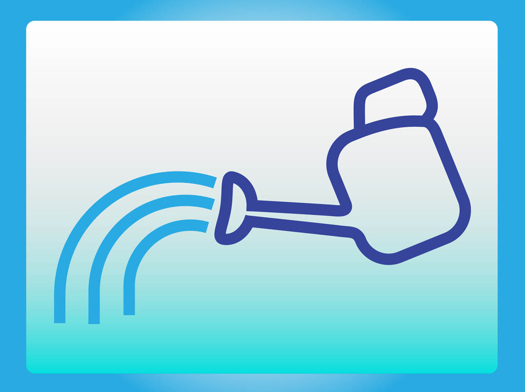 Watering Can Icon. Vector graphics of a gardening tool made out of curved lines. Outlines of a watering can with long... Clip Art
