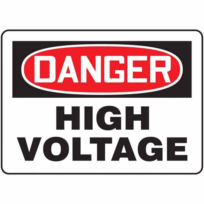 Safety Sign Danger High Voltage 7 X 10 Adhesive Vinyl from Cole-Parmer