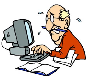 Stressed out computer person clipart